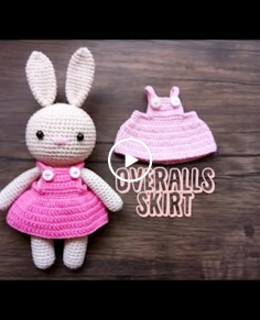 OVERALLS SKIRT OUTFIT FOR RABBIT  HOW TO CROCHET TUTORIAL FREE PATTERN