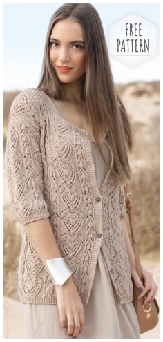 Sand cardigan with short sleeves