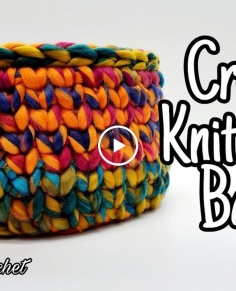 Easy Crochet Basket  Knit Stitch Basket 