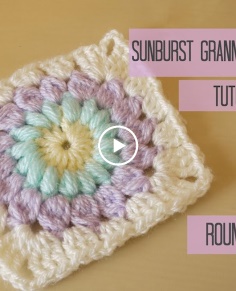 CROCHET: Sunburst granny square tutorial: ROUND ONE  Bella Coco