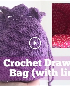 How to Crochet Drawstring Bag with lining