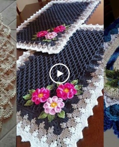 Very Beautiful CROCHET Lace Flower Table Mats and Table Runner Designs Pattern: The Fashion World
