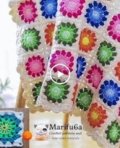 How to Crochet Multi Colored Afghan Blanket Free Easy Pattern Tutorial for Begginer