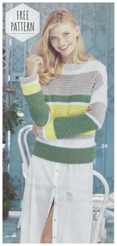 Tricolor mesh top with oblique knitting