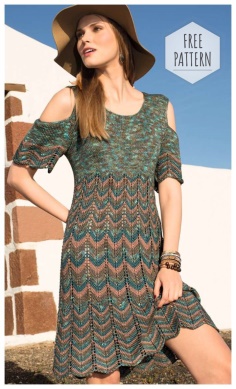 Dress with a wavy pattern and cutouts on the sleeves